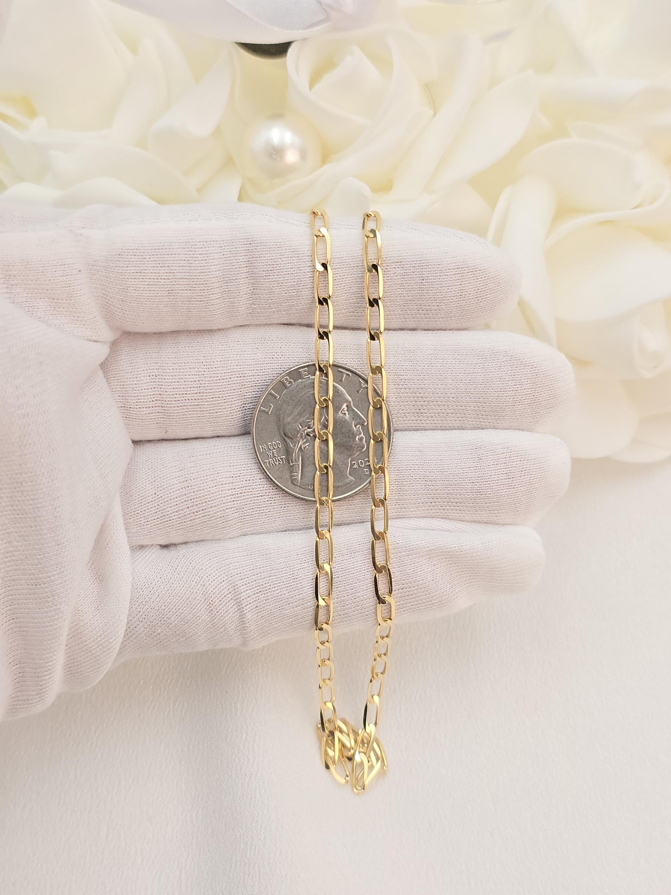 Solid 14k Gold Oval Link Necklace Chain - 3MM - 16", 18", 20", 22", 24" - Unisex