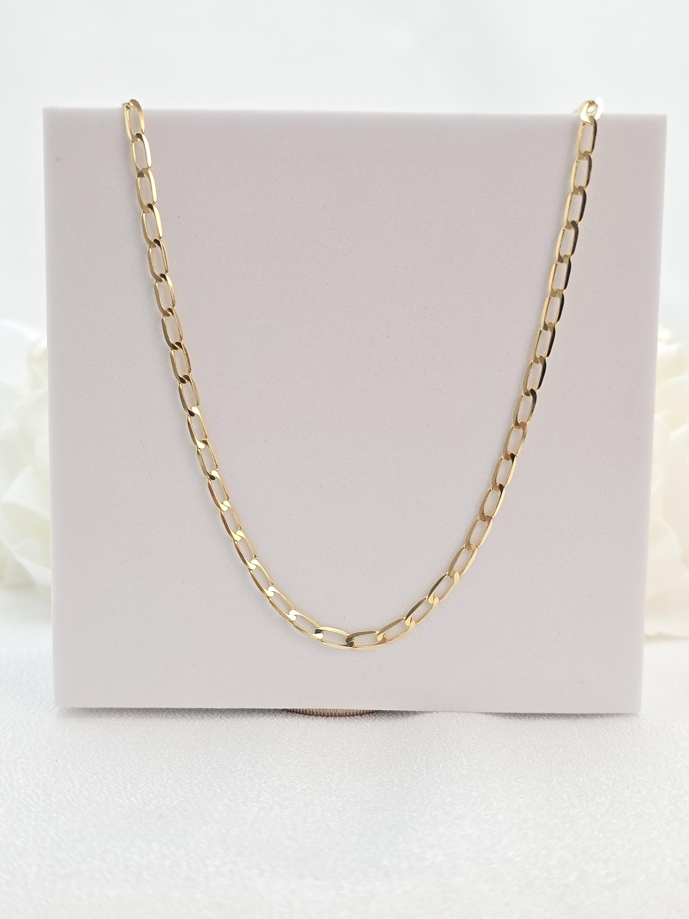 Solid 14k Gold Oval Link Necklace Chain - 3MM - 16", 18", 20", 22", 24" - Unisex