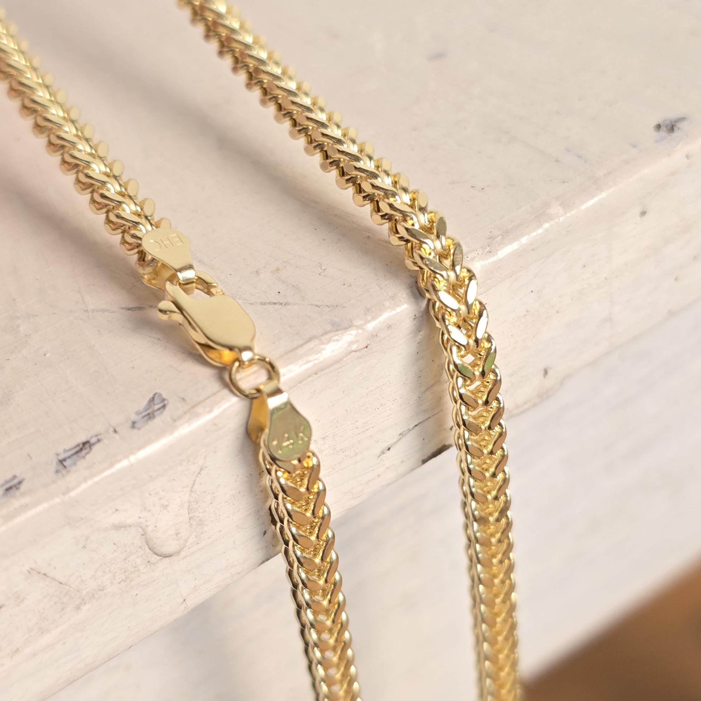 Real 14k Gold 4MM Thick Square Franco Chain - 24 Inches