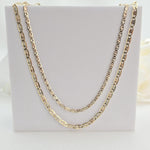 Solid 14k Gold Valentino Star Tricolor Chain - 2.5mm - 3.3mm