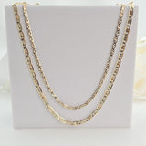 Solid 14k Gold Valentino Star Tricolor Chain - 2.5mm - 3.3mm