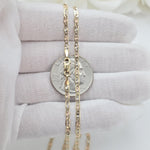 Solid 14k Gold Valentino Star Tricolor Chain - 2.5mm - 3.3mm