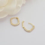 Fancy Pave 14k Gold CZ Huggie Earrings - Shiny & Comfortable - Perfect Gift For Her - Fine Jewelry