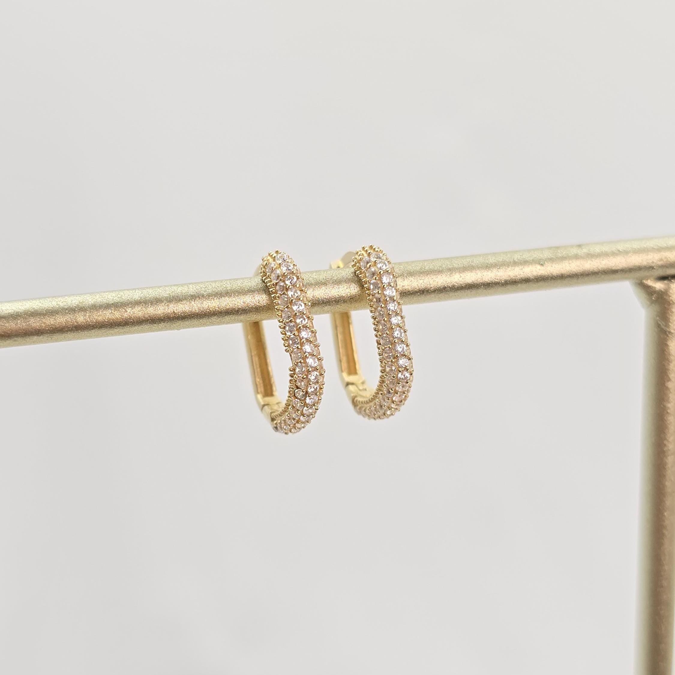 Fancy Pave 14k Gold CZ Huggie Earrings - Shiny & Comfortable - Perfect Gift For Her - Fine Jewelry