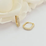 Fancy Pave 14k Gold CZ Huggie Earrings - Shiny & Comfortable - Perfect Gift For Her - Fine Jewelry