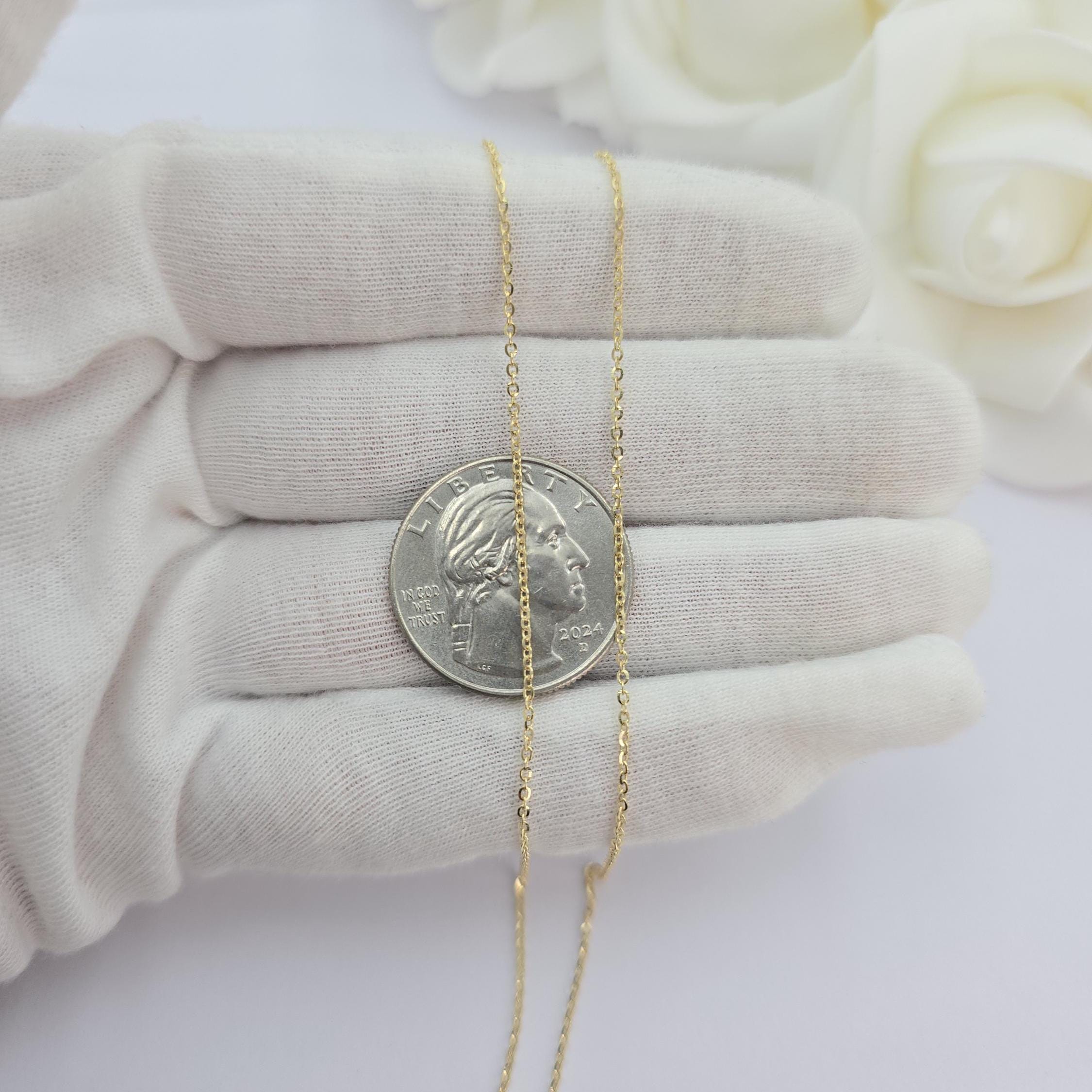 Dainty 14k Gold Shiny Cable Necklace - Minimalist Jewelry For Her - Real Gold - Elegant & Modern - Perfect Gift