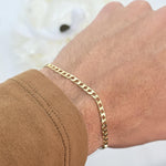 Fully Solid 14k Gold Square Curb Bracelet - 3.2mm - Unisex - Elegant & Timeless