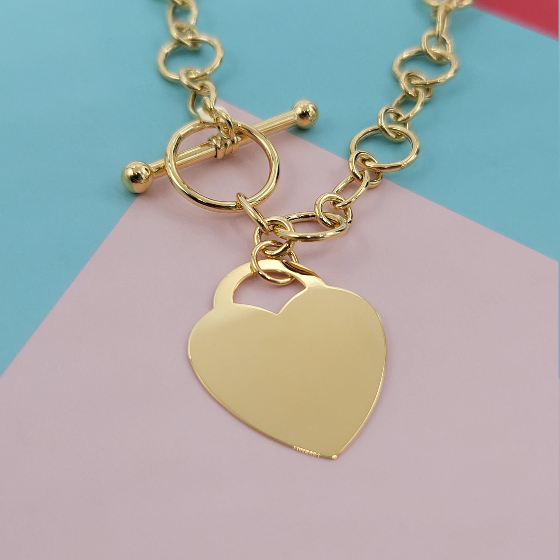 14K Yellow Gold Toggle Heart Necklace - Fancy jewelry - Fine jewelry - Everlasting -