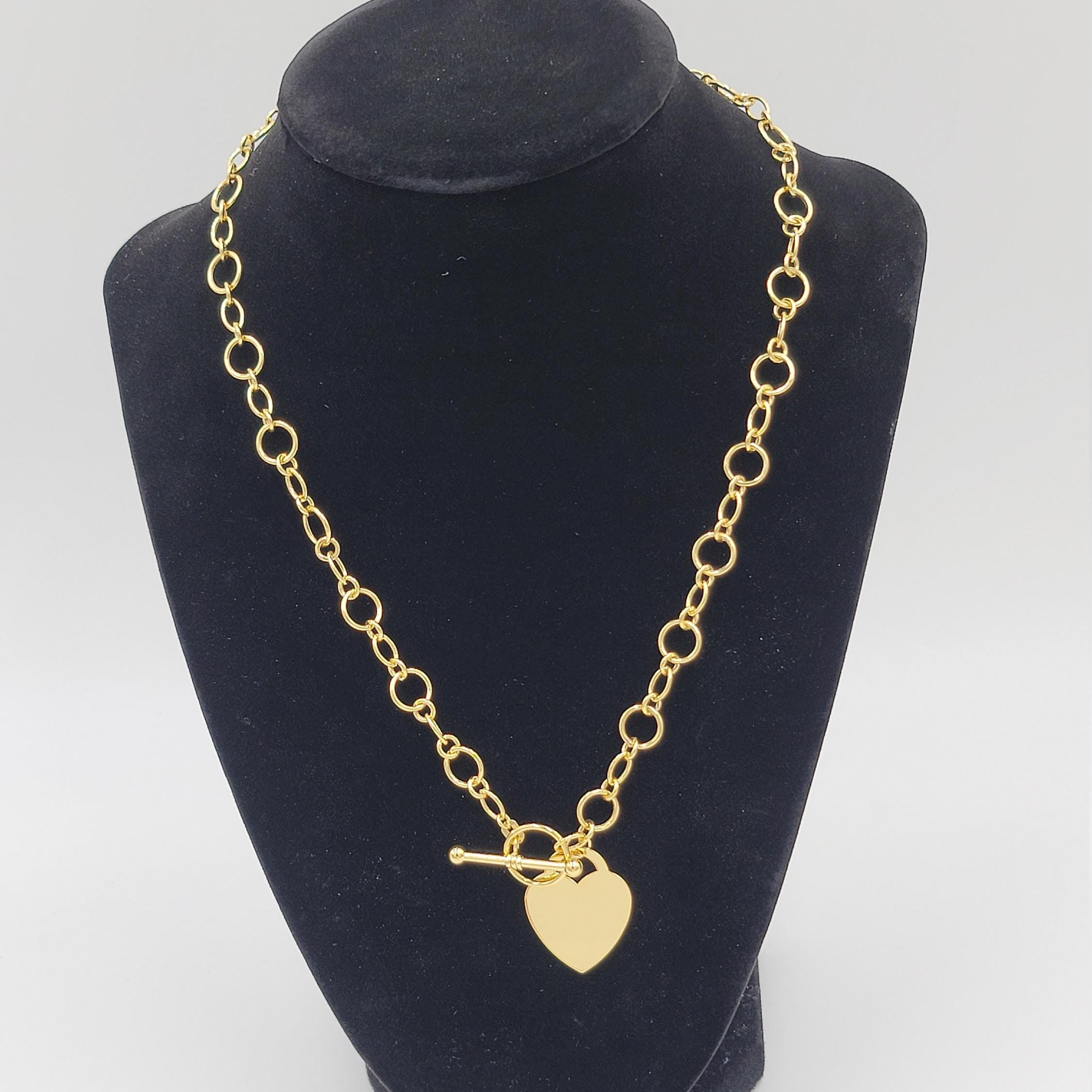 14K Yellow Gold Toggle Heart Necklace - Fancy jewelry - Fine jewelry - Everlasting -