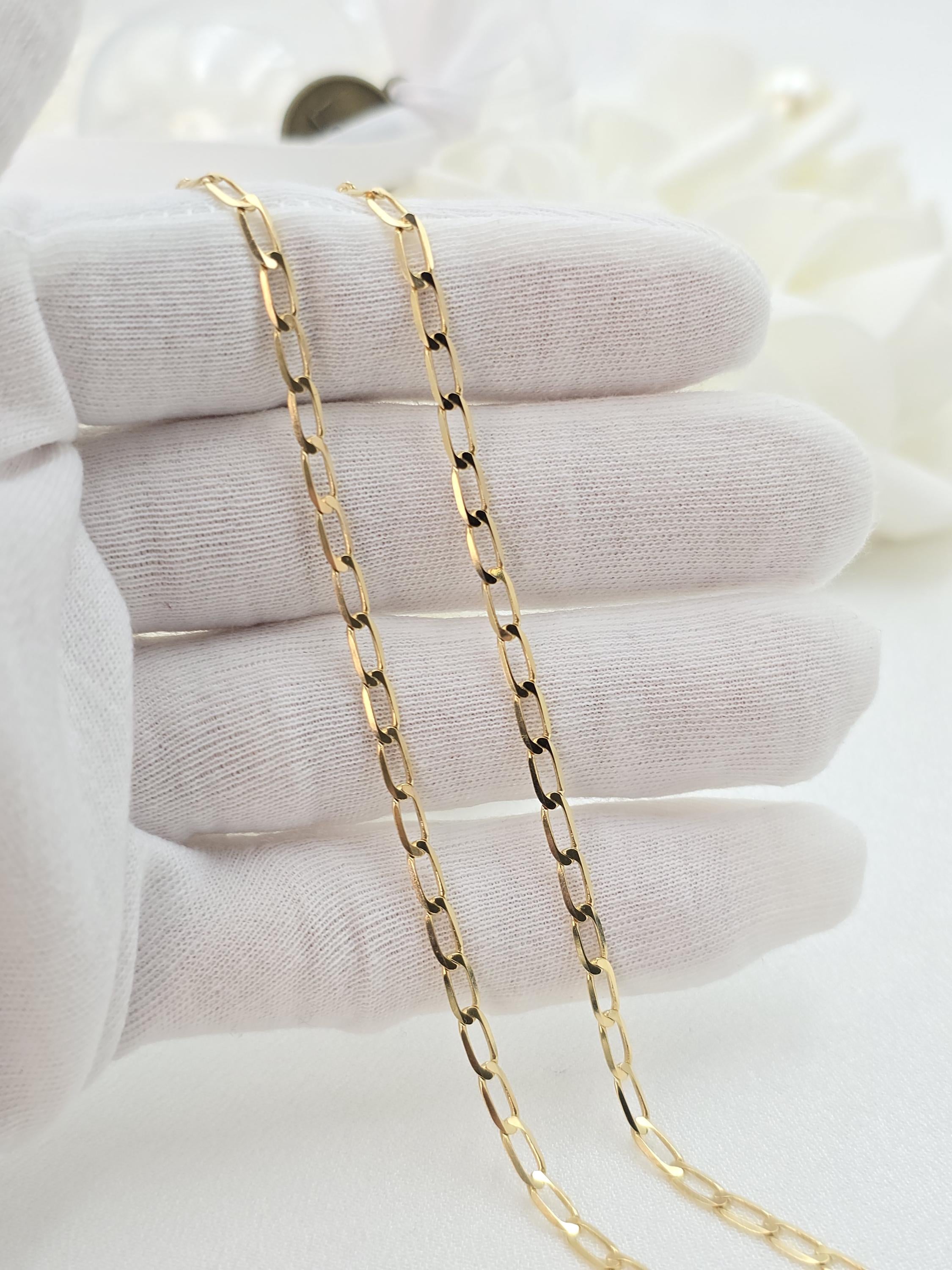 Solid 14k Gold Oval Link Necklace Chain - 3MM - 16", 18", 20", 22", 24" - Unisex