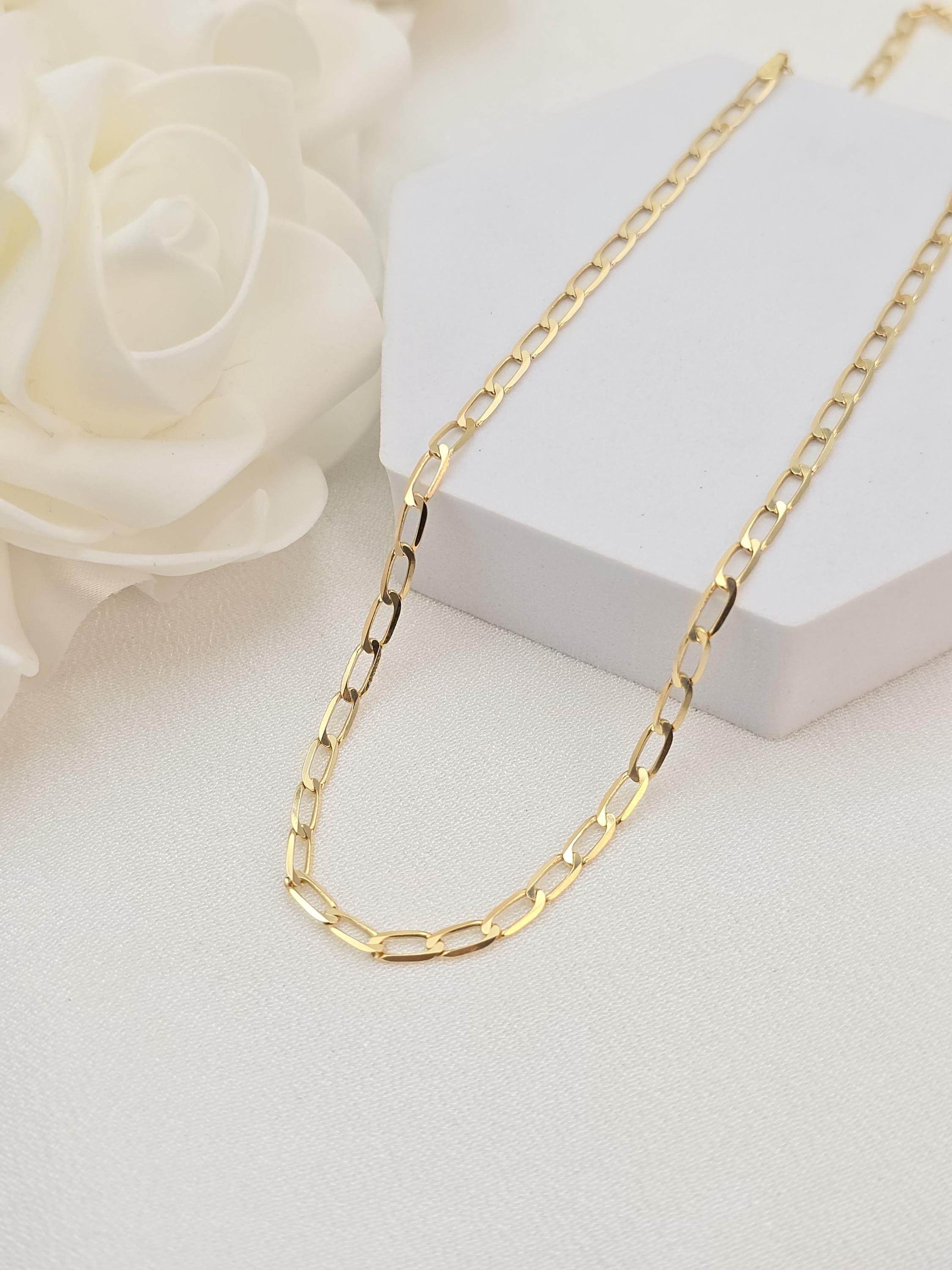 Solid 14k Gold Oval Link Necklace Chain - 3MM - 16", 18", 20", 22", 24" - Unisex