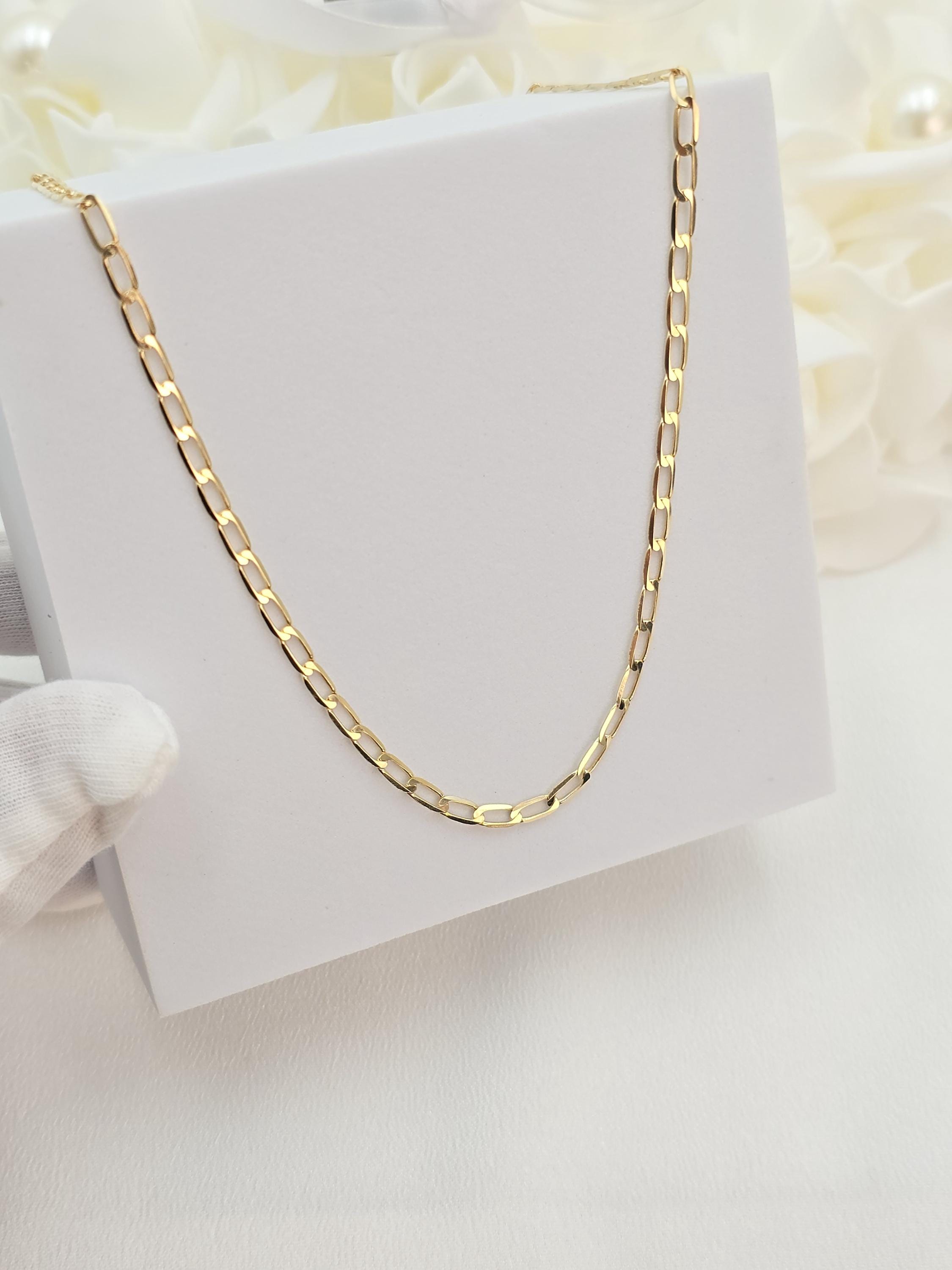 Solid 14k Gold Oval Link Necklace Chain - 3MM - 16", 18", 20", 22", 24" - Unisex
