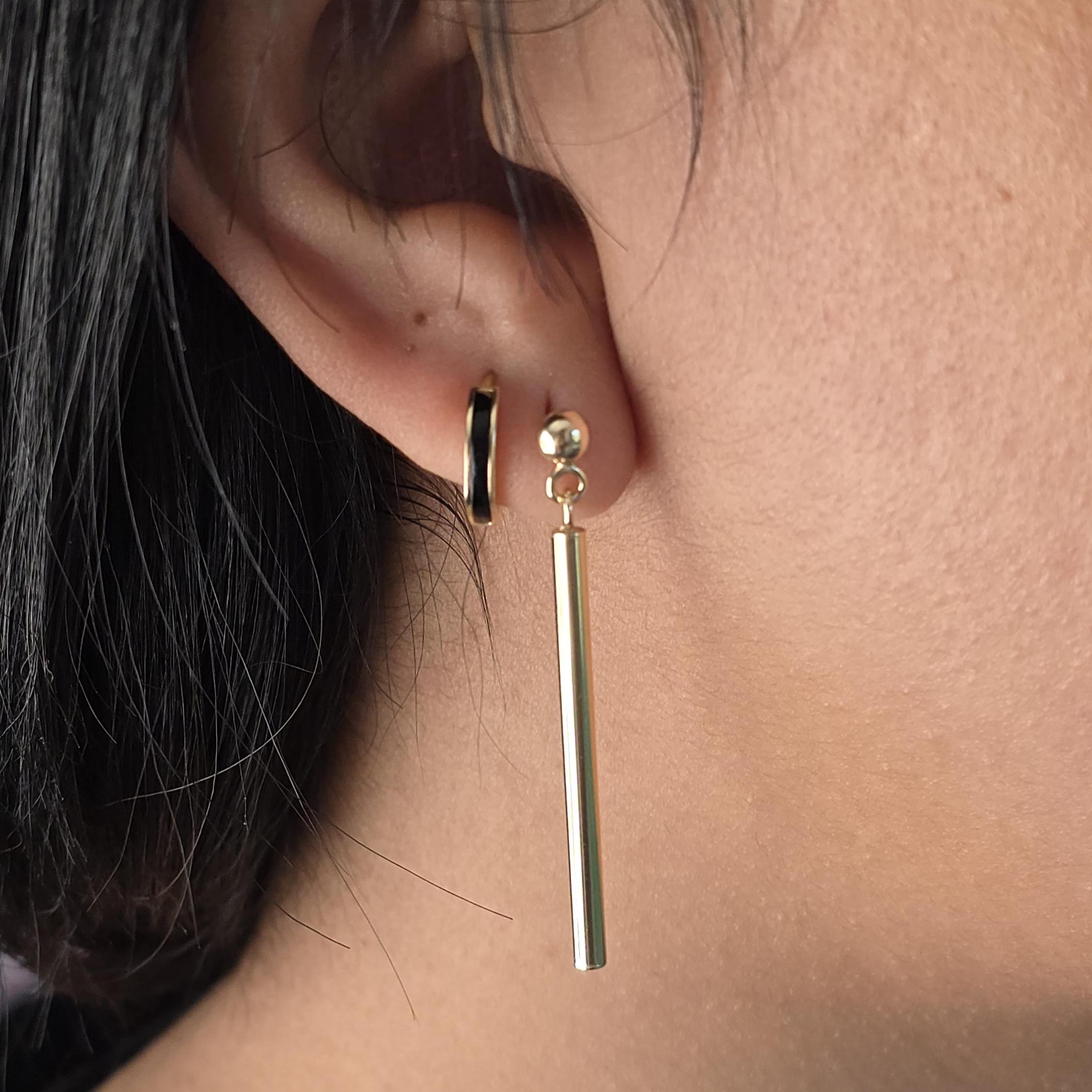 14k Gold Dangling Tubes Stud Earrings