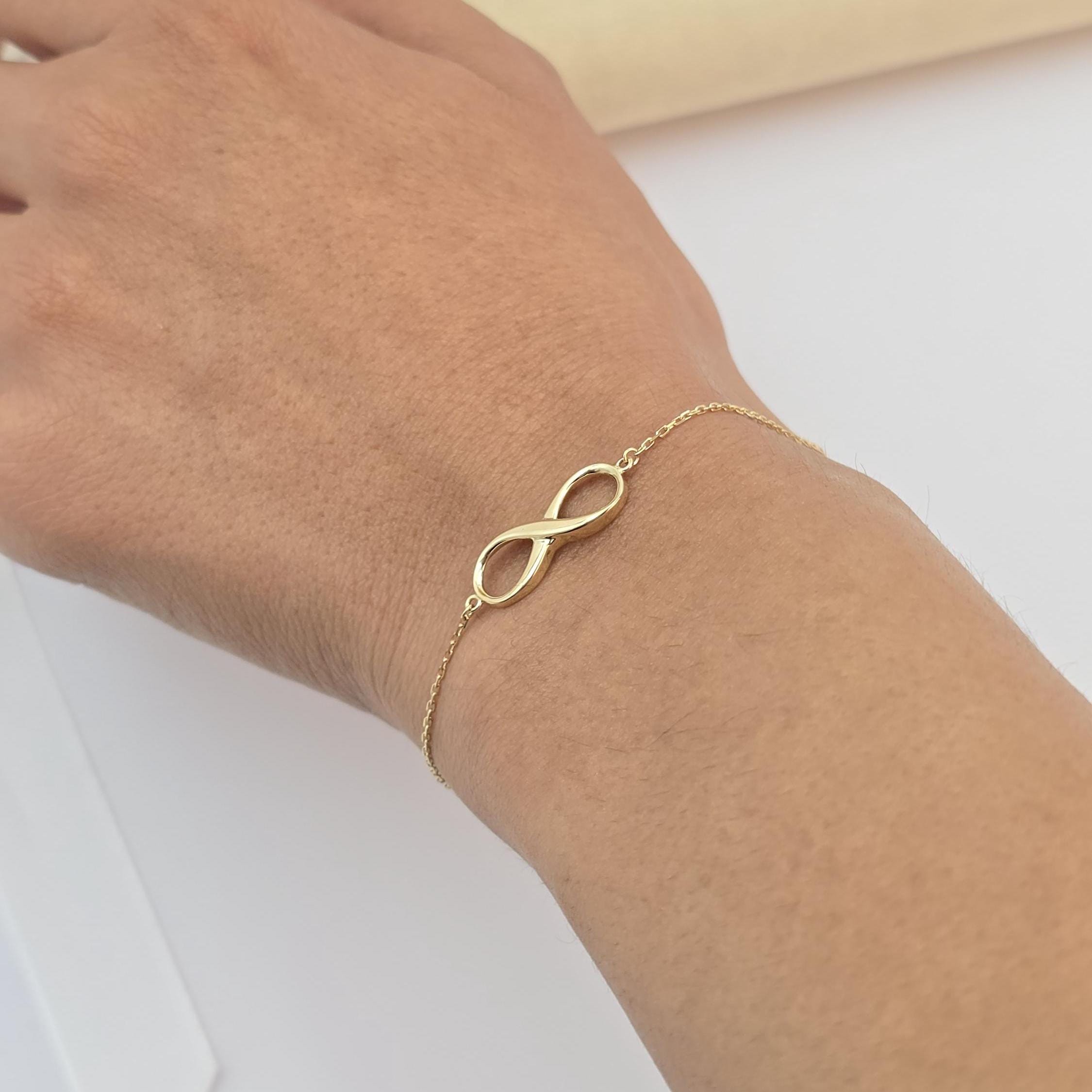Dainty 14k Gold Infinity Adjustable Bracelet - 7" - Minimalist & Classic - Perfect Gift For Her - Birthday, Mother's day, Christmas Gift