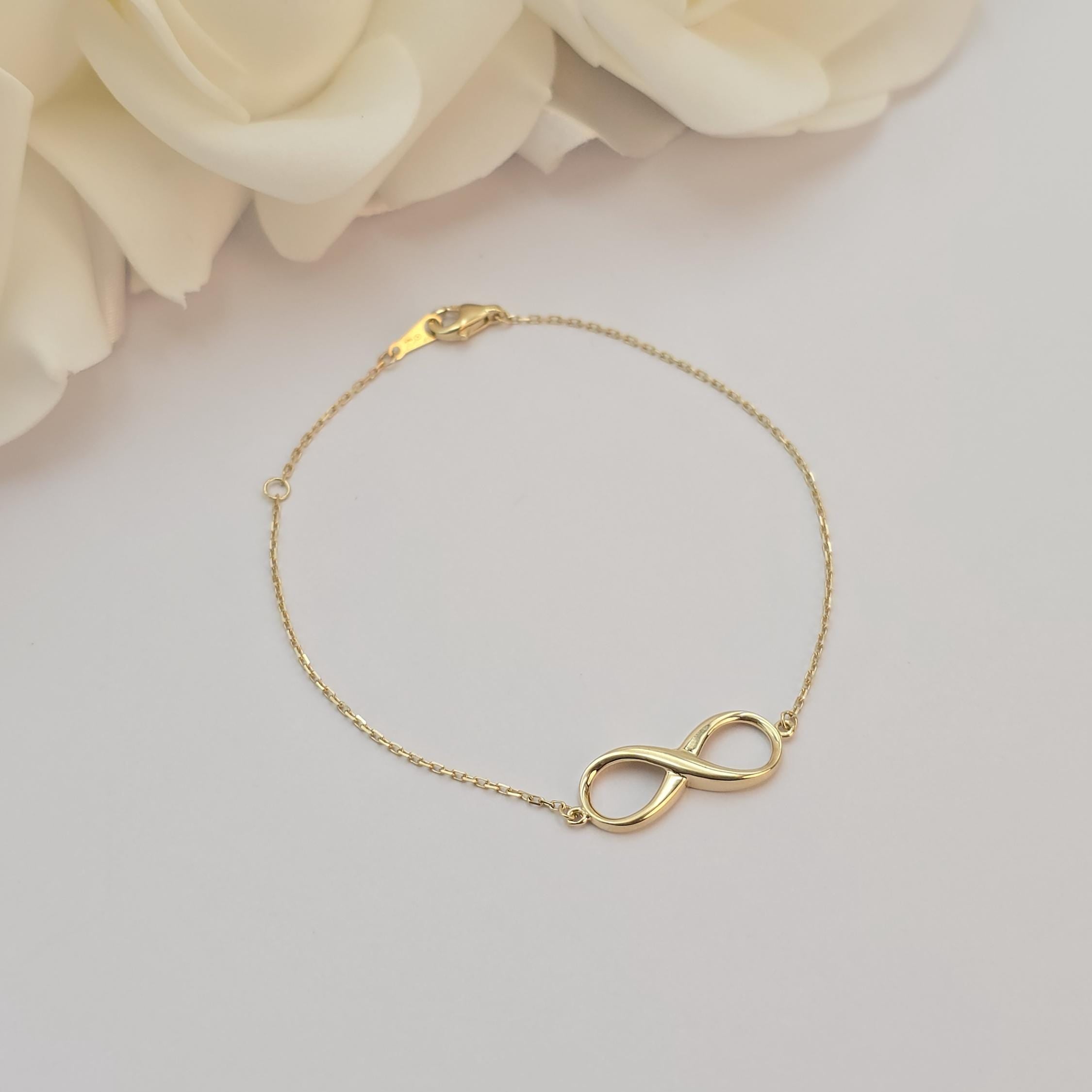 Dainty 14k Gold Infinity Adjustable Bracelet - 7" - Minimalist & Classic - Perfect Gift For Her - Birthday, Mother's day, Christmas Gift