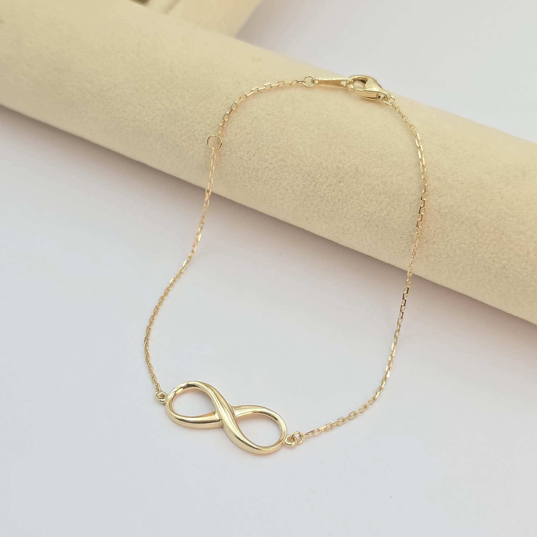 Dainty 14k Gold Infinity Adjustable Bracelet - 7" - Minimalist & Classic - Perfect Gift For Her - Birthday, Mother's day, Christmas Gift