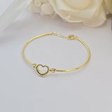 14K Gold Heart Bangle Bracelet – Adjustable
