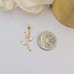 Solid 14k Tricolor Gold Rose Pendant - Meaningful Gift For Her - Mother's day, Christmas, Birthday Gift