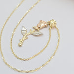 Solid 14k Tricolor Gold Rose Pendant - Meaningful Gift For Her - Mother's day, Christmas, Birthday Gift