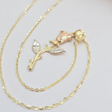 Solid 14k Tricolor Gold Rose Pendant - Meaningful Gift For Her - Mother's day, Christmas, Birthday Gift