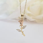 Solid 14k Tricolor Gold Rose Pendant - Meaningful Gift For Her - Mother's day, Christmas, Birthday Gift
