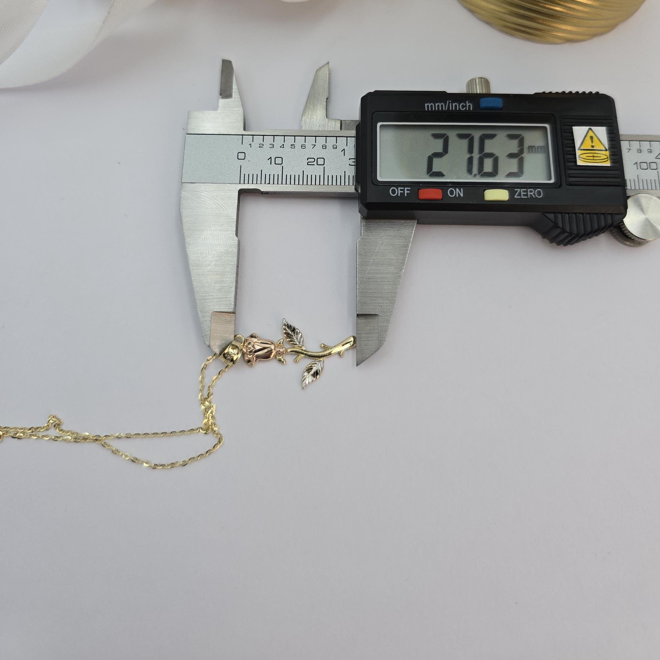 Solid 14k Tricolor Gold Rose Pendant - Meaningful Gift For Her - Mother's day, Christmas, Birthday Gift