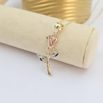 Solid 14k Tricolor Gold Rose Pendant - Meaningful Gift For Her - Mother's day, Christmas, Birthday Gift