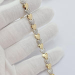Solid 14k Gold Fancy Eternity Heart Bracelet - Fine & Elegant Piece - 7.5 Inches
