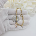 Adorable 14k Gold Rolo Charm Bracelet - Key & Lock - Fine Jewelry For Her - 7 1/2"