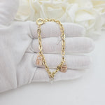 Adorable 14k Gold Rolo Charm Bracelet - Key & Lock - Fine Jewelry For Her - 7 1/2"