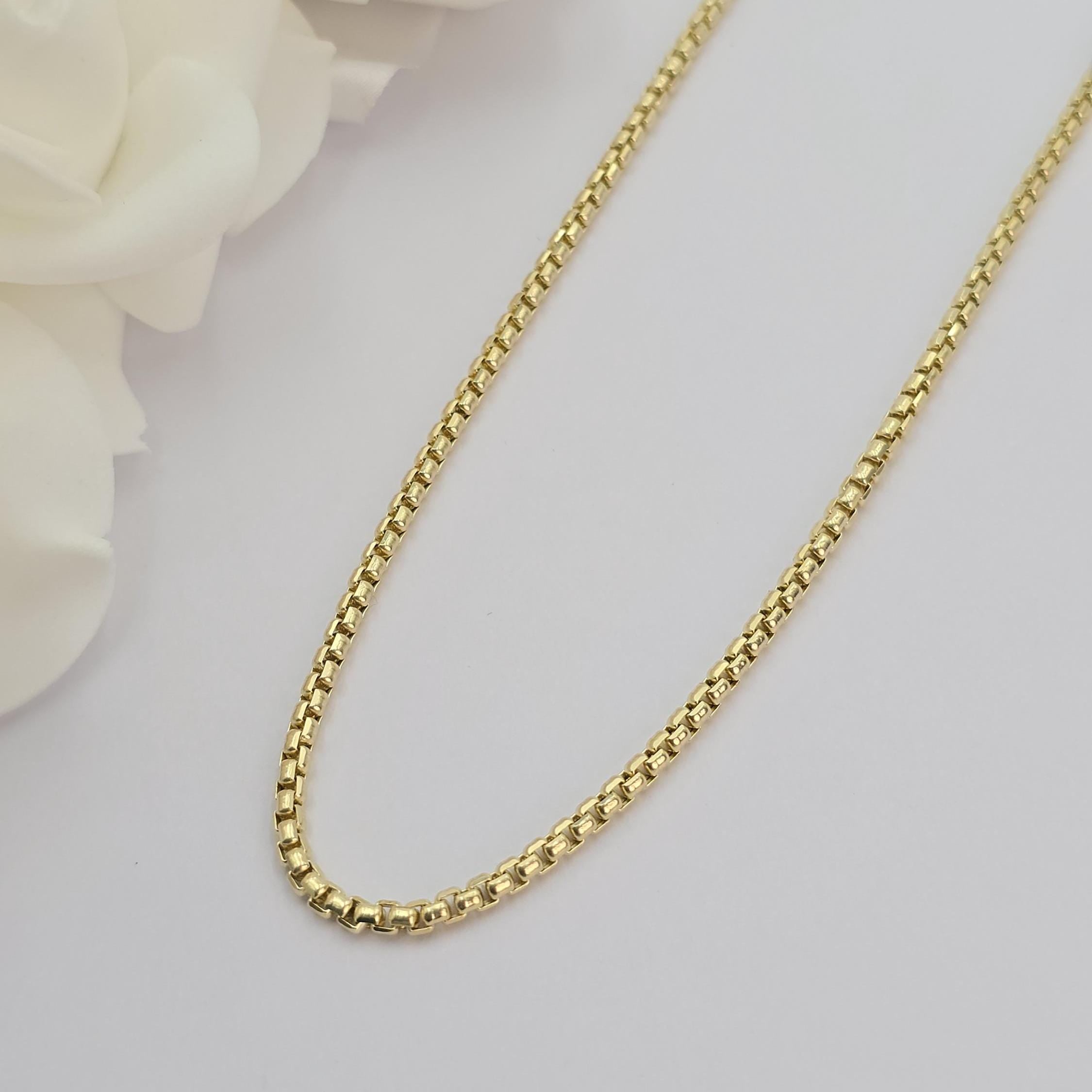 Solid 14k Gold Round Box Chain - 1.8MM & 2.8MM - Solid Link - Fine and Elegant - Unisex