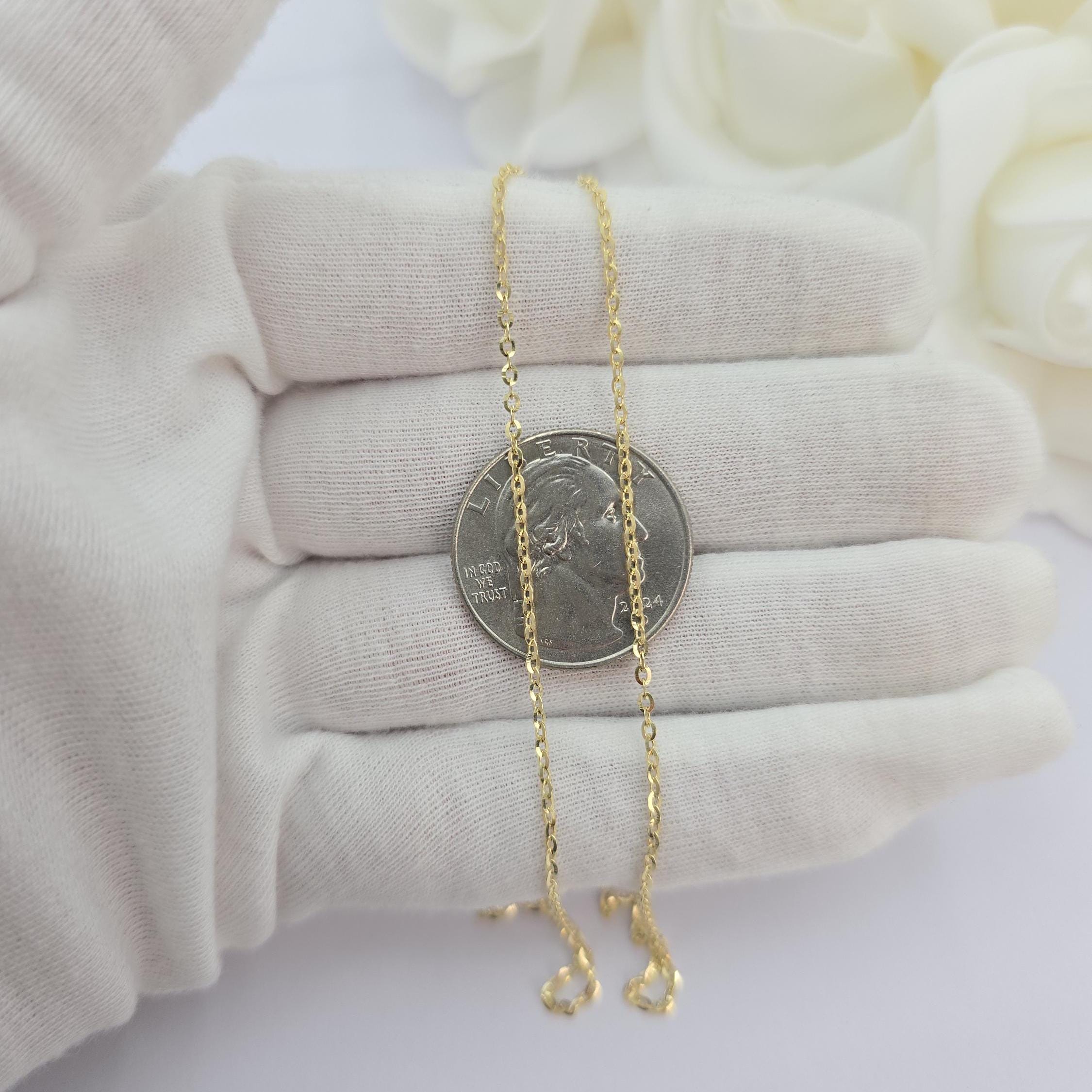 Dainty 14k Gold Shiny Cable Necklace - Minimalist Jewelry For Her - Real Gold - Elegant & Modern - Perfect Gift