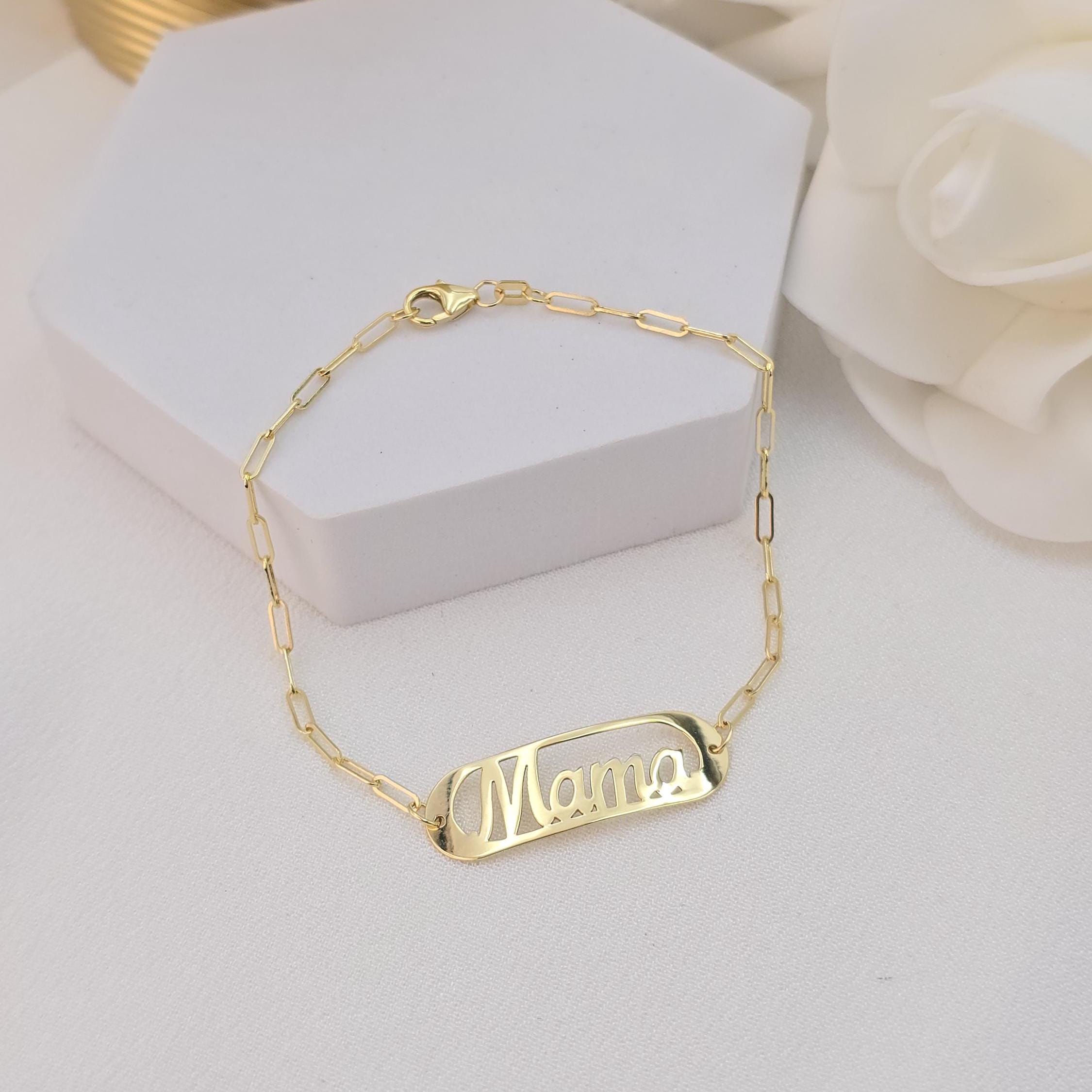 Solid 14k Gold "Mama" Paperclip Bracelet - Lovely Mother's Day Gift - Elegant & Meaningful