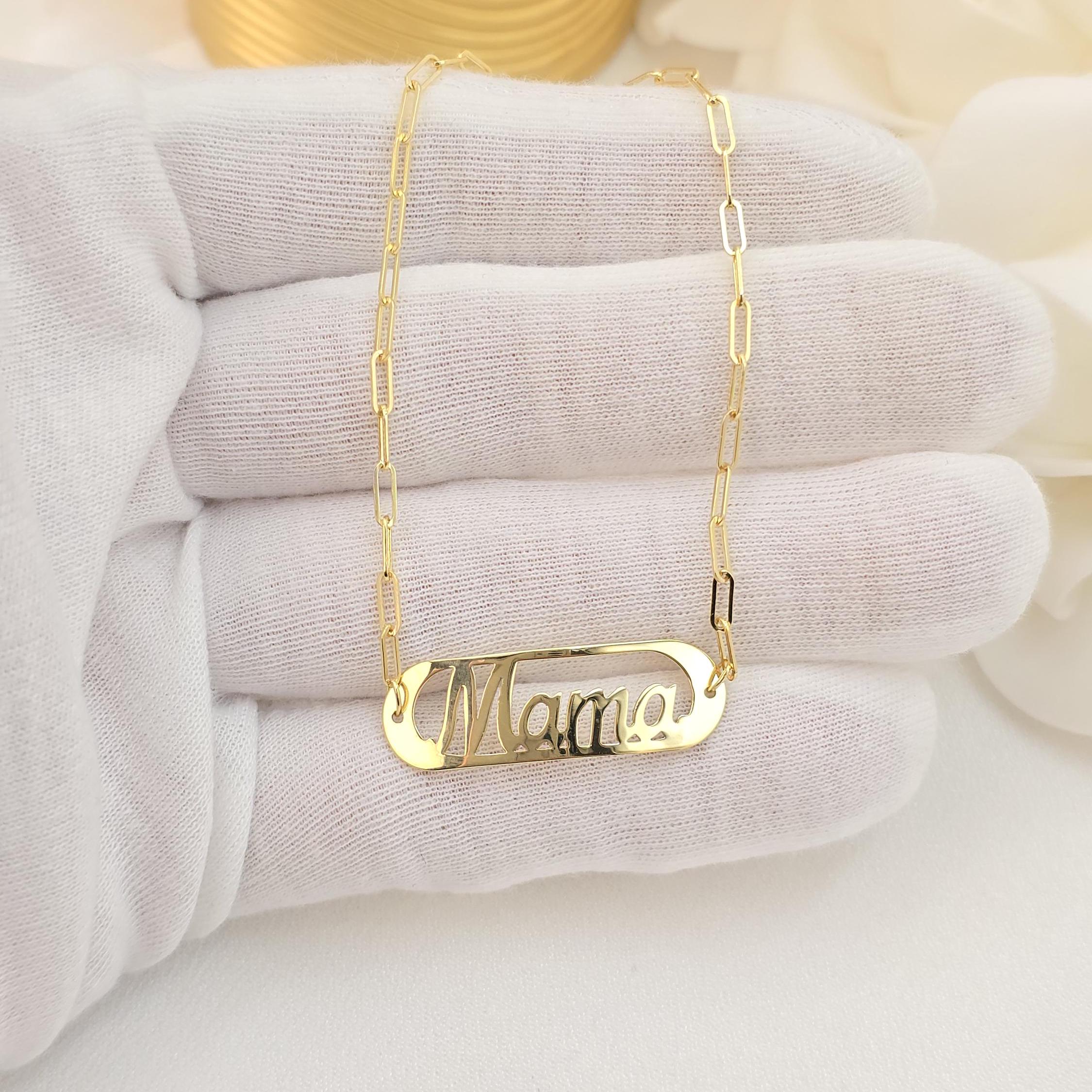 Solid 14k Gold "Mama" Paperclip Bracelet - Lovely Mother's Day Gift - Elegant & Meaningful