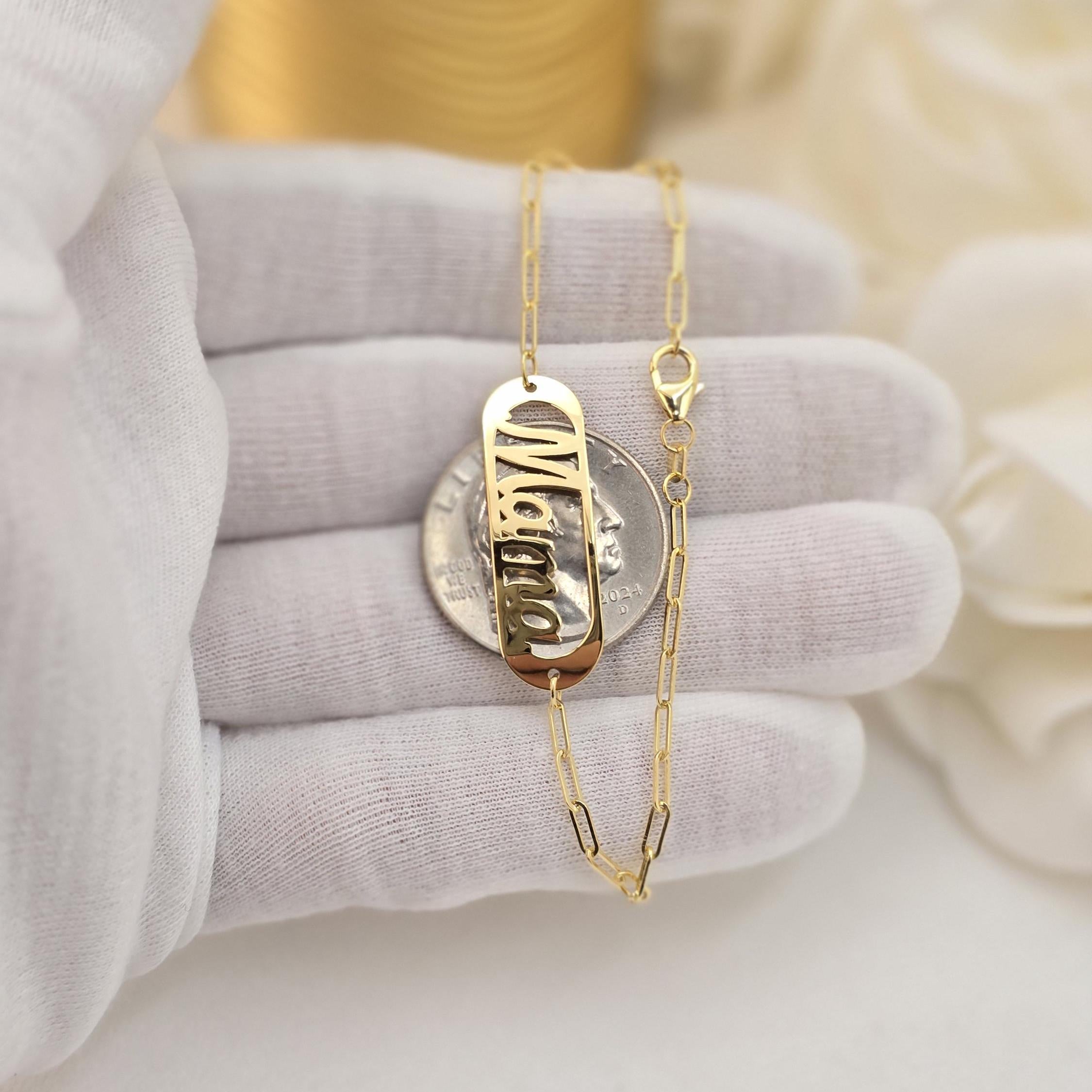 Solid 14k Gold "Mama" Paperclip Bracelet - Lovely Mother's Day Gift - Elegant & Meaningful