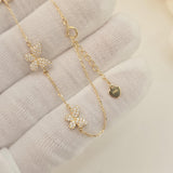Dainty 14k Gold Pave Butterfly Charms Bracelet - Adorable Gift For Her - Adjustable - Birthday, mother's day, Christmas Gift
