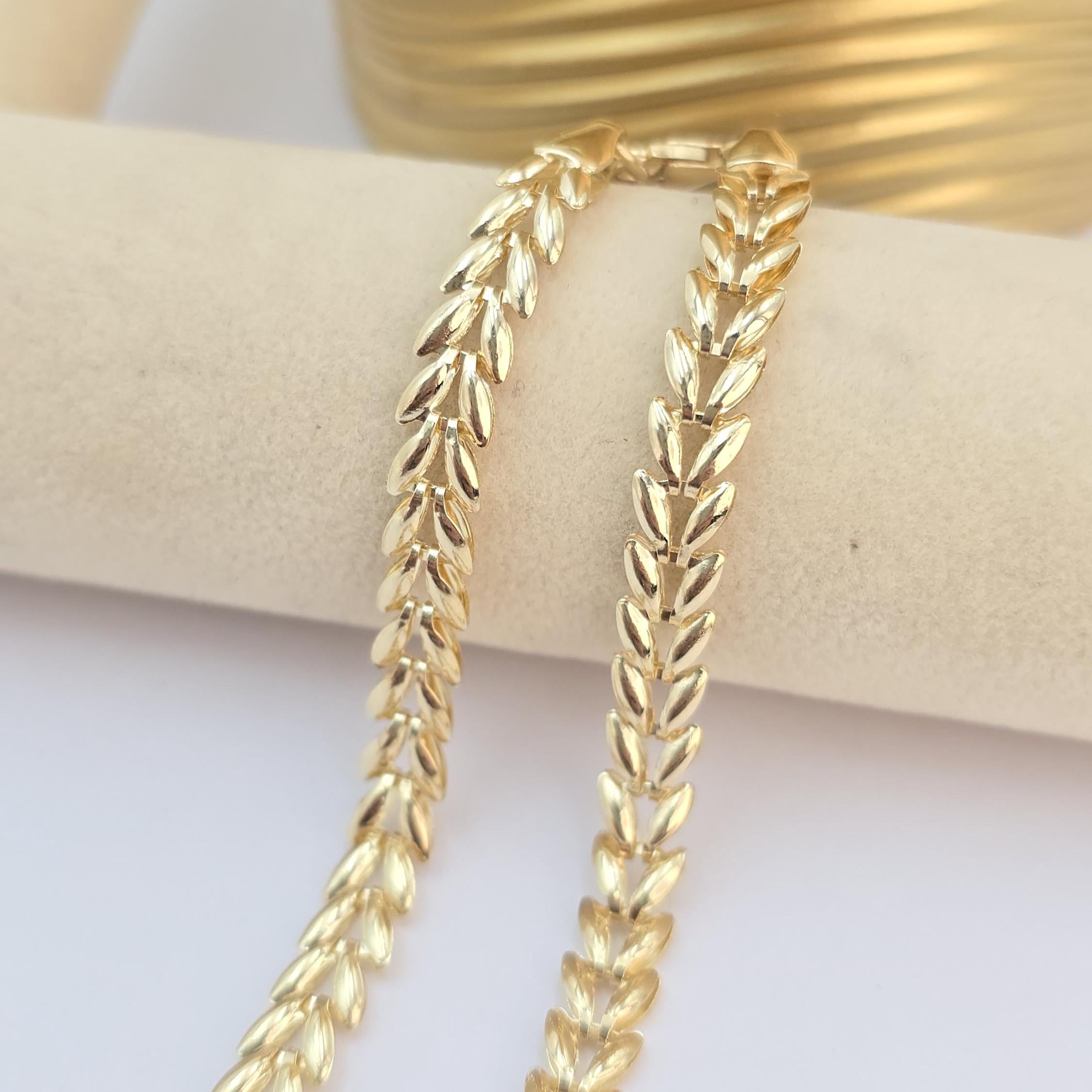 SOLID 14K Gold Leaf Link Bracelet - 7+1" Adjustable - Elegant & Minimalist - Perfect Gift For Her