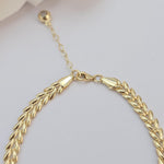 SOLID 14K Gold Leaf Link Bracelet - 7+1" Adjustable - Elegant & Minimalist - Perfect Gift For Her