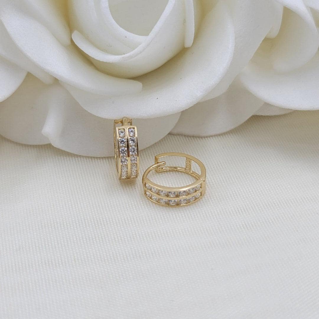 14k 2 Lanes Huggie Earrings - 11mm