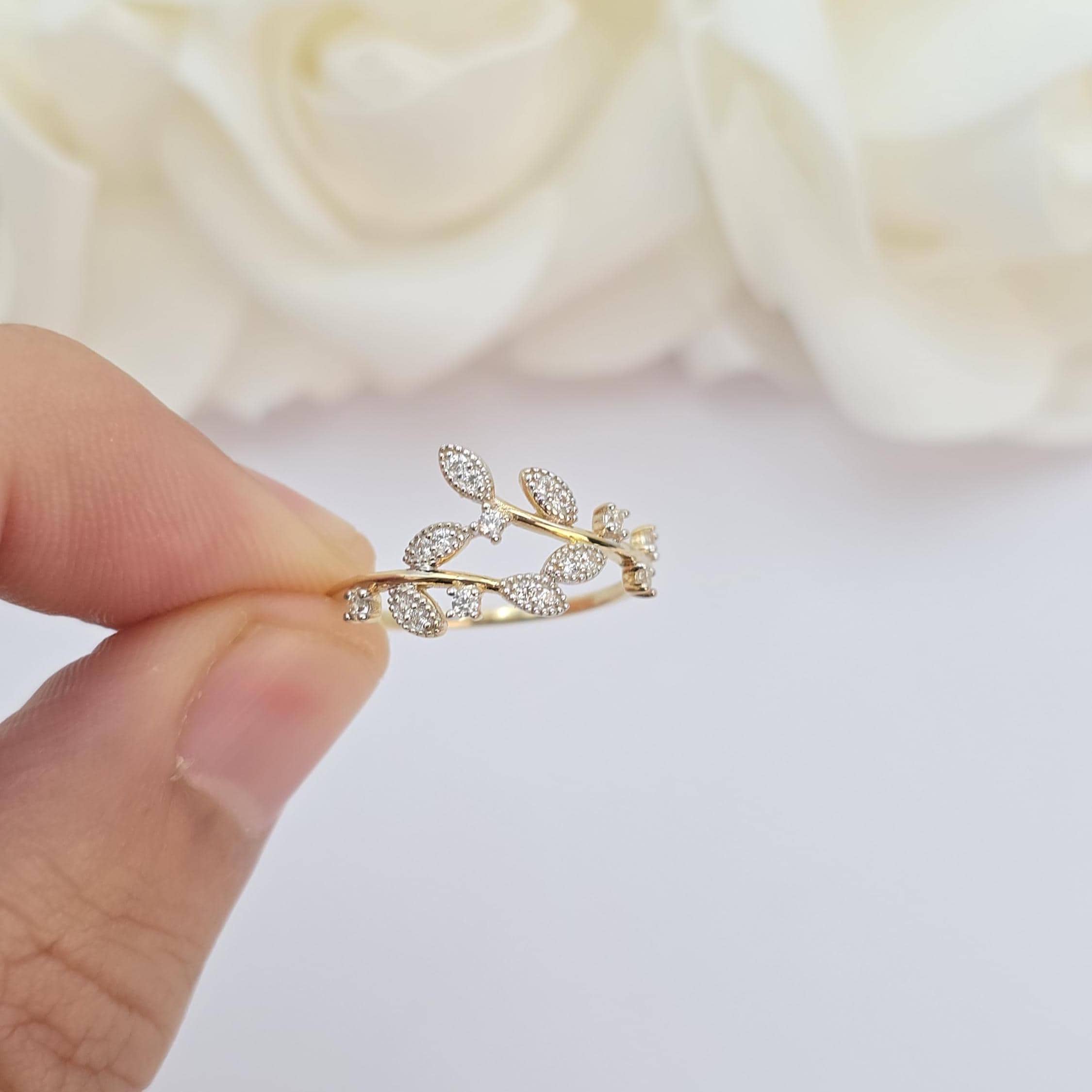 14k Gold Leaf Ring