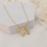 SOLID 14K Gold Butterfly Pendant Bar Necklace - Shiny & Elegant - Perfect Gift For Her - Fine Gold Jewelry
