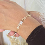 TRICOLOR 14K Solid Gold Butterfly Bracelet – Pavé Design - Shiny & Adorable - Modern Jewelry For Her