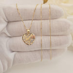 SOLID 14K Gold “Mamá” Heart Pendant Box Necklace - Shiny & Meaningful - Fine Gold Jewelry For Her