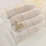 Unique 14K Solid Gold “Mom” Infinity Heart Pendant Necklace - Elegant & Original - Perfect Gift For Her - Everyday Necklace