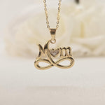 Unique 14K Solid Gold “Mom” Infinity Heart Pendant Necklace - Elegant & Original - Perfect Gift For Her - Everyday Necklace