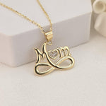 Unique 14K Solid Gold “Mom” Infinity Heart Pendant Necklace - Elegant & Original - Perfect Gift For Her - Everyday Necklace