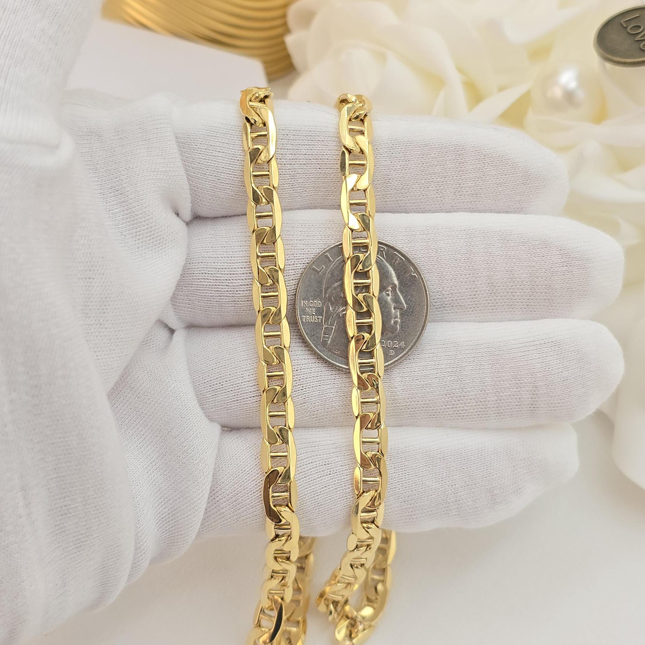 REAL 14k Gold 6.2mm Thick Mariner Chain - Perfect Gift - Fine & Elegant - Christmas, Birthday, Anniversary Gift