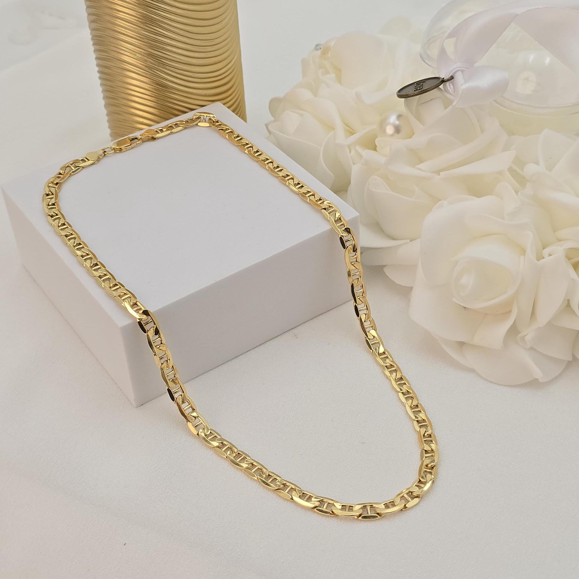 REAL 14k Gold 6.2mm Thick Mariner Chain - Perfect Gift - Fine & Elegant - Christmas, Birthday, Anniversary Gift