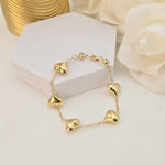 14k Solid Gold Puffy Heart Bracelet - 7.5" Adjustable - Fine Elegant Jewelry - Mother's day, Christmas, Birthday, anniversary gift.