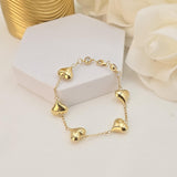 14k Solid Gold Puffy Heart Bracelet - 7.5" Adjustable - Fine Elegant Jewelry - Mother's day, Christmas, Birthday, anniversary gift.